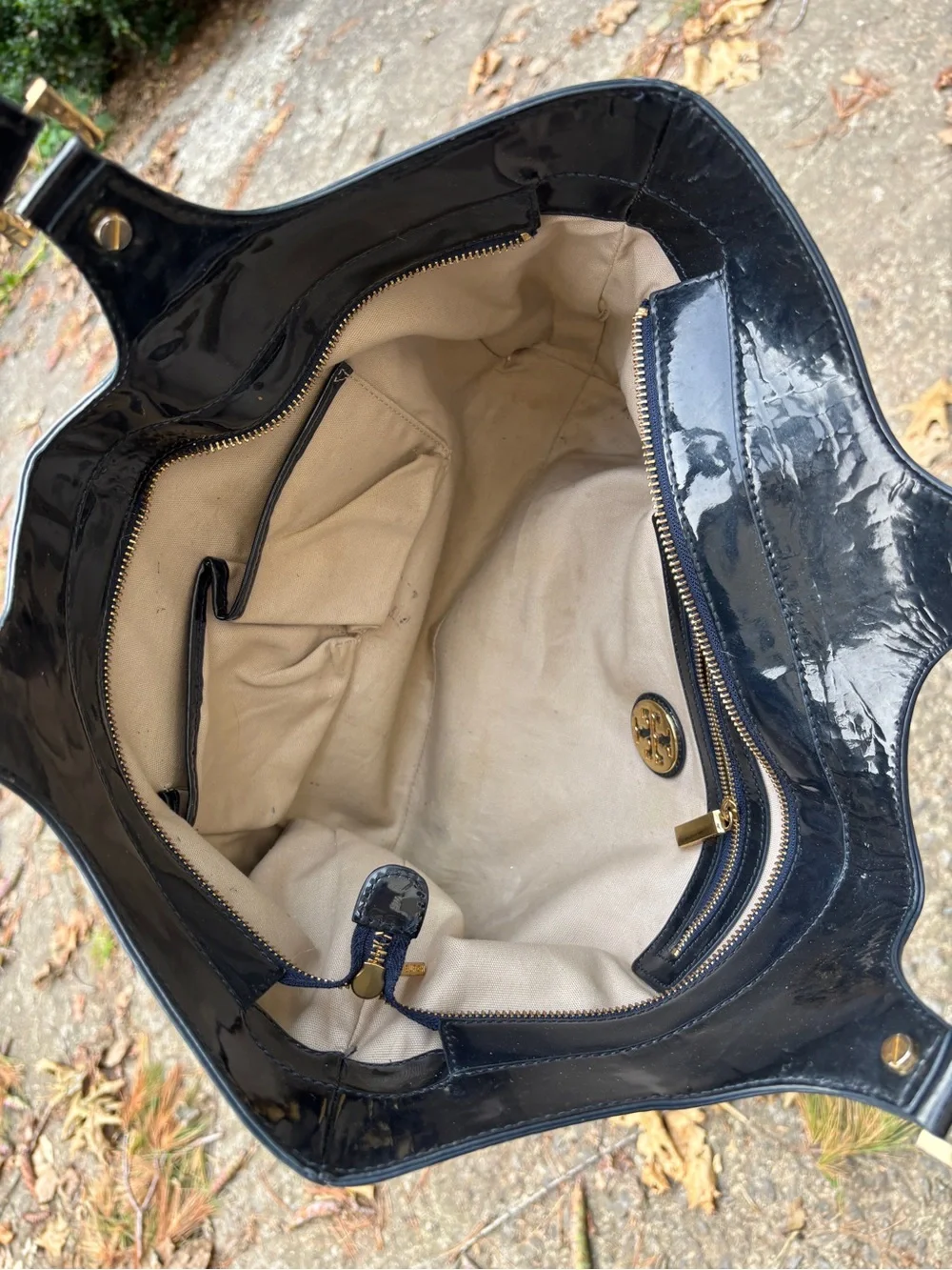 Tory Burch Bombe Patent Leather Tote Bag